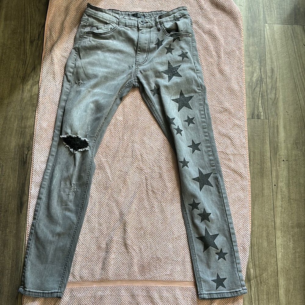 Grey Pants w/ Black Stars